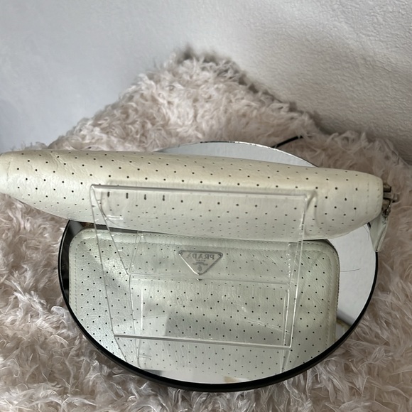 Prada White Perforated Leather Wallet - Picture 6 of 15